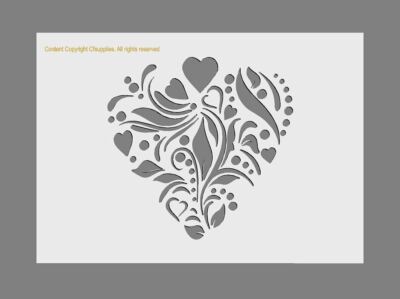 MYLAR SCHABLONE 'Herz Flourish' 125/190 Mikron A3/A4/A5 Größen Basteln PaintStencil 
