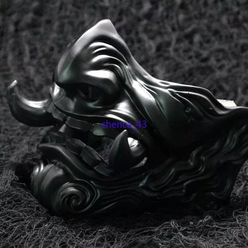 Resin Prajna Devil Hannya Noh Kabuki Demon Half Face Mask Halloween Cosplay Prop - Picture 2 of 14