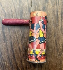 Vintage Metal Tin Lithograph Noise Maker Dancers Pretty Women