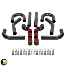 Universal 8pc 2.5" Aluminum Turbo Intercooler Piping+Coupler Diy Kit Black