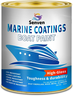 Senven 35 Oz Gloss Marine Paint White Oil-Based Epoxy for Boats Wood Fiberglass