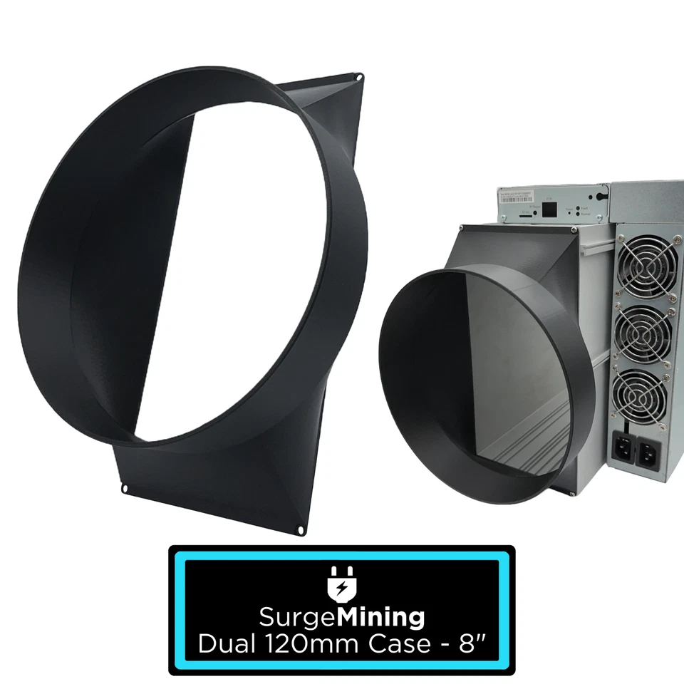 Dual 120mm Case to 8 Inch - Fan Shroud Adapter Silencer Antminer KS3 L7 S19 X5