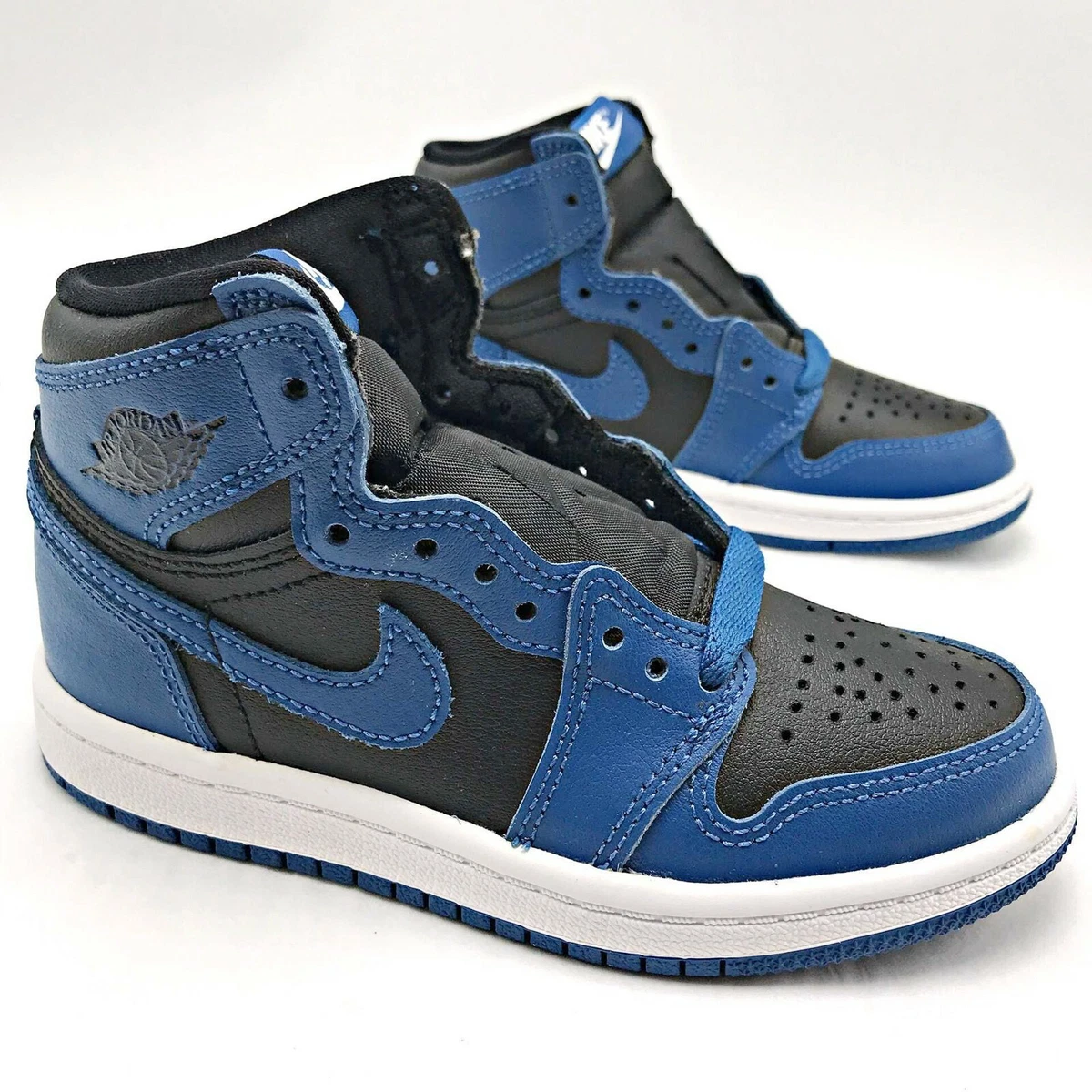 KIDS NIKE Air Jordan 1 Retro High OG Dark Marina Blue AQ2664 404 SZ 11.0 1.0