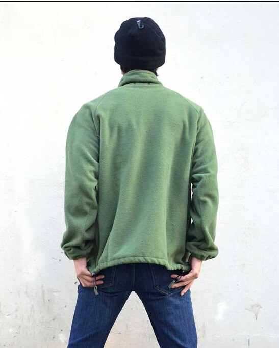 Authentic British army green fleece jacket zip sweater