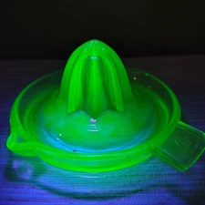 Vintage Green Uranium Vaseline Glass Citrus Juicer Depression Glass Lemon Reamer