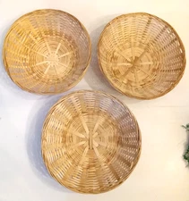 Natural Woven Wicker Basket LOT 9.5” round Great for Display Rustic Decor Crafts