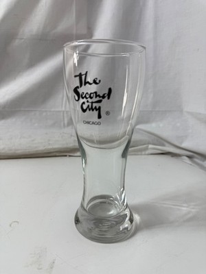 The Second City Chicago Clear Glass Black Painted Logo Pilsner Glass