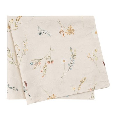 SANDER Flam Baumwoll-Mitteldecke Tischdecke Tischläufer Baumwolle Blumen creme