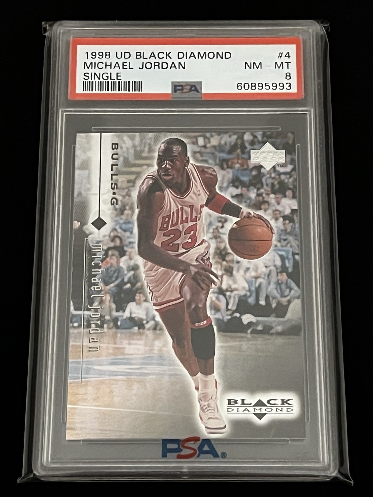 1998-99 1998 UD BLACK DIAMOND SINGLE MICHAEL JORDAN #4 PSA 8 NM-MT 🐐 HOF BULLS view 1