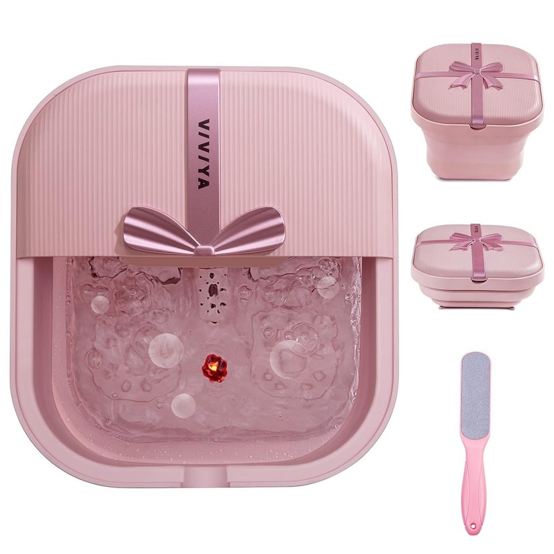 VIVIYA COLLAPSIBLE FOOT BATH SPA WITH HEAT AND MASSAGE ROLLERS - PINK