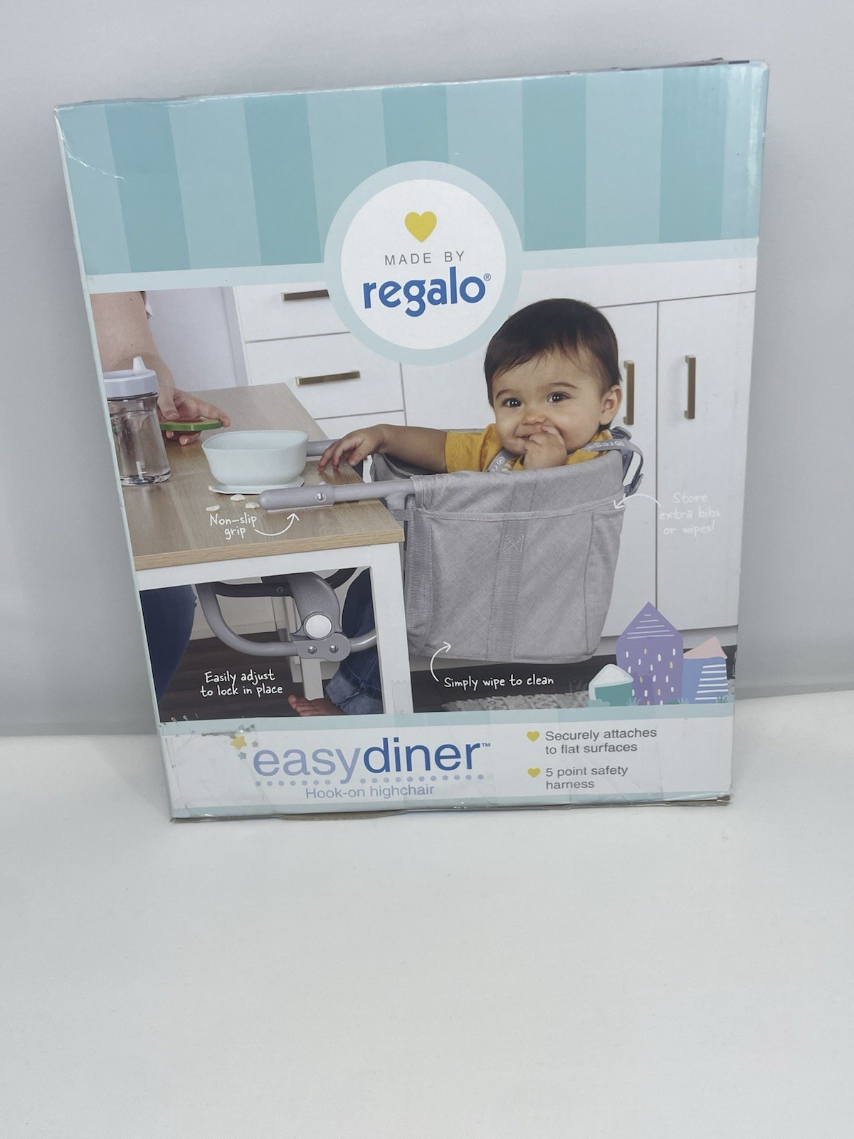 Regalo Easy Diner Hook-On High Chair, Storage Pocket Rubber 