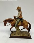 Vintage Ceramic Cowboy on Horse Statue w/ Wooden Base — photo 3