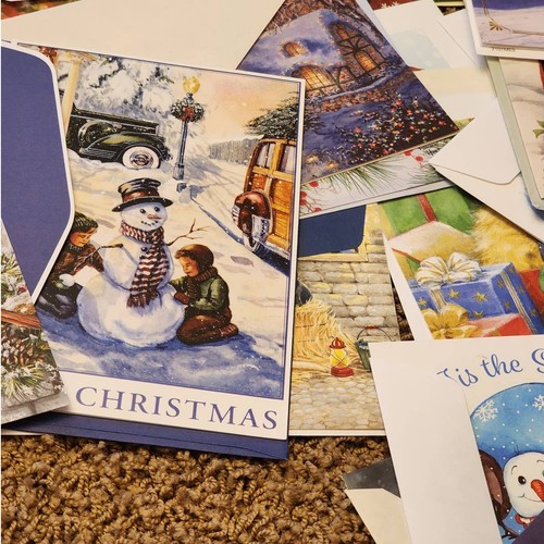 Surtido de tarjetas de felicitación vintage felices fiestas más de 70 tarjetas de Navidad vintage - Imagen 2 de 14