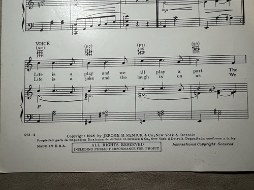 Vintage Sheet Music~Laugh Clown Laugh by Lewis/Young and Fiorito, 1928 - Picture 8 of 10