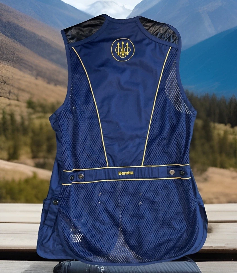 Beretta Sport Mesh & Leather Shooting Vest Model GT02 NWT size 38 Navy & Gold - Image 2 of 4