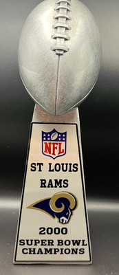 10'' ST LOUIS RAMS SUPER BOWL TROPHY LOMBARDI STYLE  SILVER TONE HVY RESIN