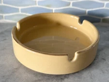 Vintage Yellow MCM Ashtray Ceramic Gold Rim Japan