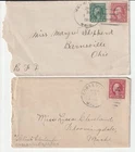 (2) 1915-18 Vintage US Cover Envelopes With Original Washington Stamps