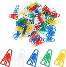 50Pcs Plastic Paper Clips Long Mixed Color Triangle Clips Bookmarks Smooth