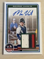 2023 USA Baseball Stars Stripes Macon Winslow Patch Auto /25 Duke UNC Autograph