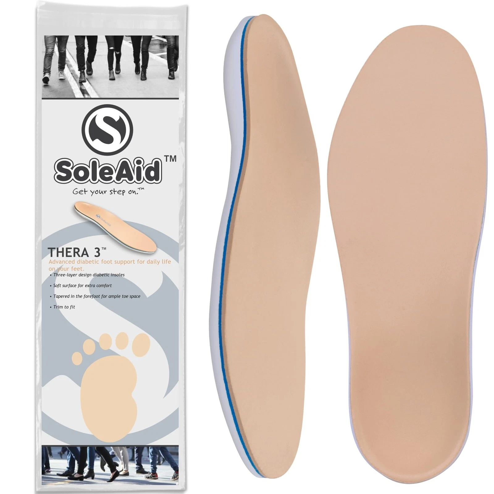 Thera 3, 3-Layer Diabetic Insoles - Light Weight, Soft, Shock Absorbing Foot ...