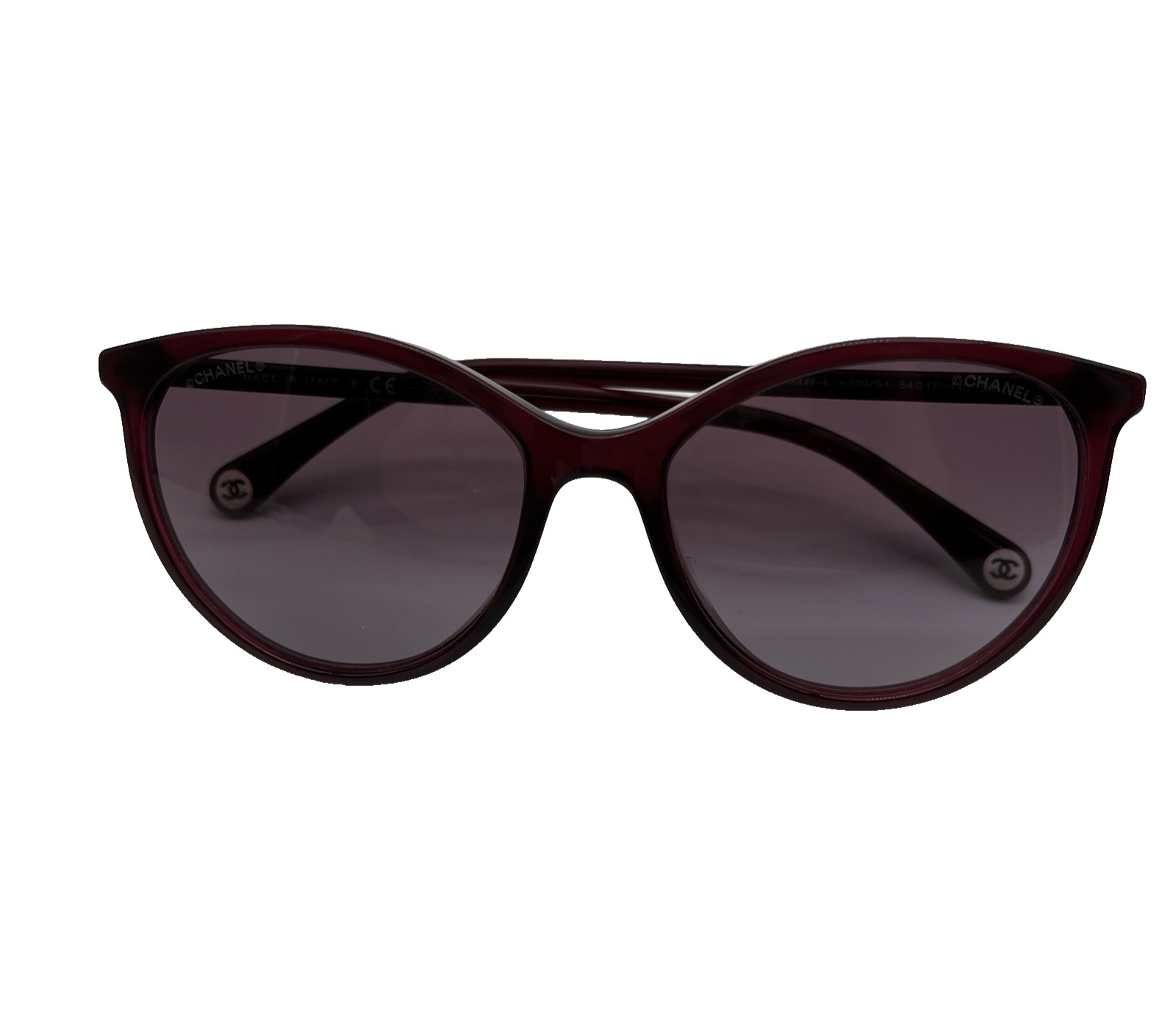Authentic CHANEL 5448-A Cat Eye Sunglasses Burgundy Purple 54-17