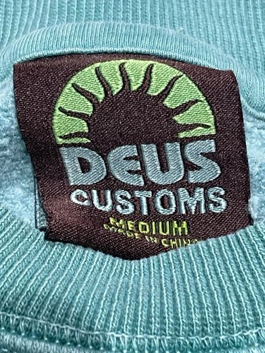Deus Ex Machina Sweatshirt Mens Medium Green Surf Board Designs Crewneck Raglan image 6