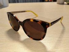 Gucci Cat Eye Sunglasses Tortoiseshell Havana Yellow Frame GG Logo Authentic FS