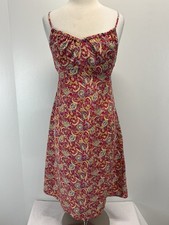 Vtg Express World Brand Paisley Dress Sz 7 8 Red Y2K Festival 