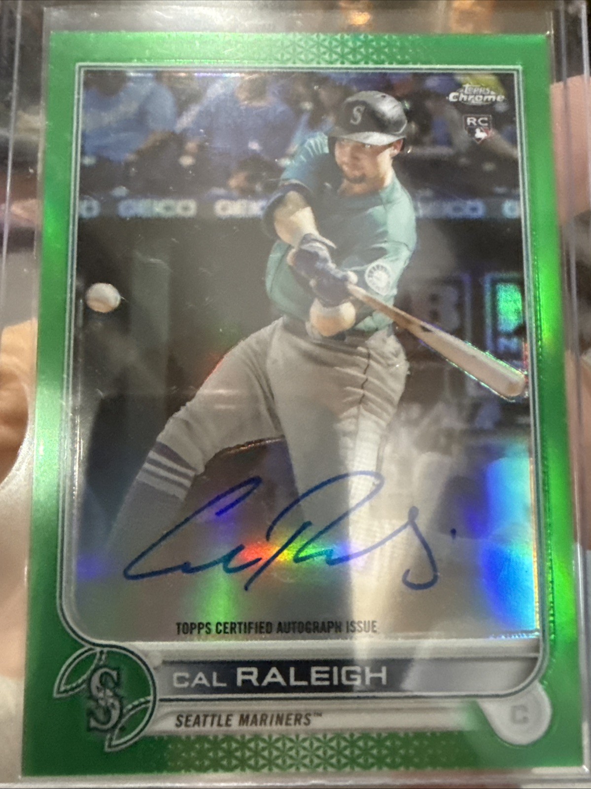 2022 Topps Chrome Cal Raleigh Green Refractor Rookie Autograph (#RA-CR) /99