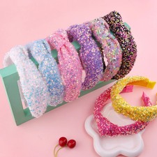 Sequin Knot Headband for Girls Rainbow Knotted Hair Bands Accessories for Kids S