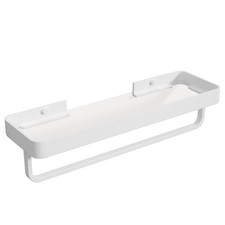 Danpoo 16 Inch Long Floating Bathroom Shelf with Towel Bar, Clear Tempered Gl...