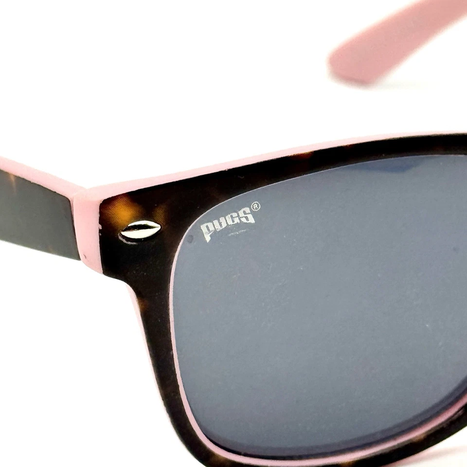 Óculos de sol Pugs Style #903 clássico quadrado concha de tartaruga e armação rosa - Imagem 3 de 4
