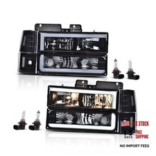 LED DRL Headlight Assembly - Smoke Lens - Black Housing - Clear Reflector