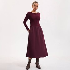 Women's Long Sleeve Twofer Midi A-Line Dress - A New Day