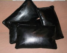 New Black Faux Leather Throw Sofa Couch Pillow 12X19