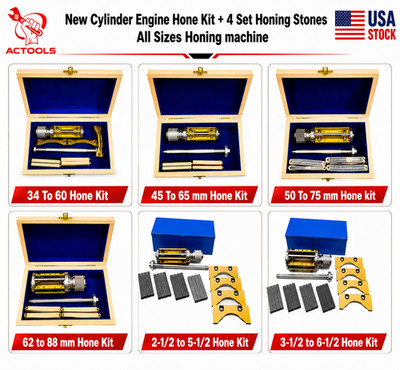New Engine Cylinder Hone Kit with 4 Honing Stones   All Sizes   Tool Set USA