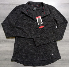 Spyder Active Quarter Zip Fleece Pullover Womens Medium Heather Black