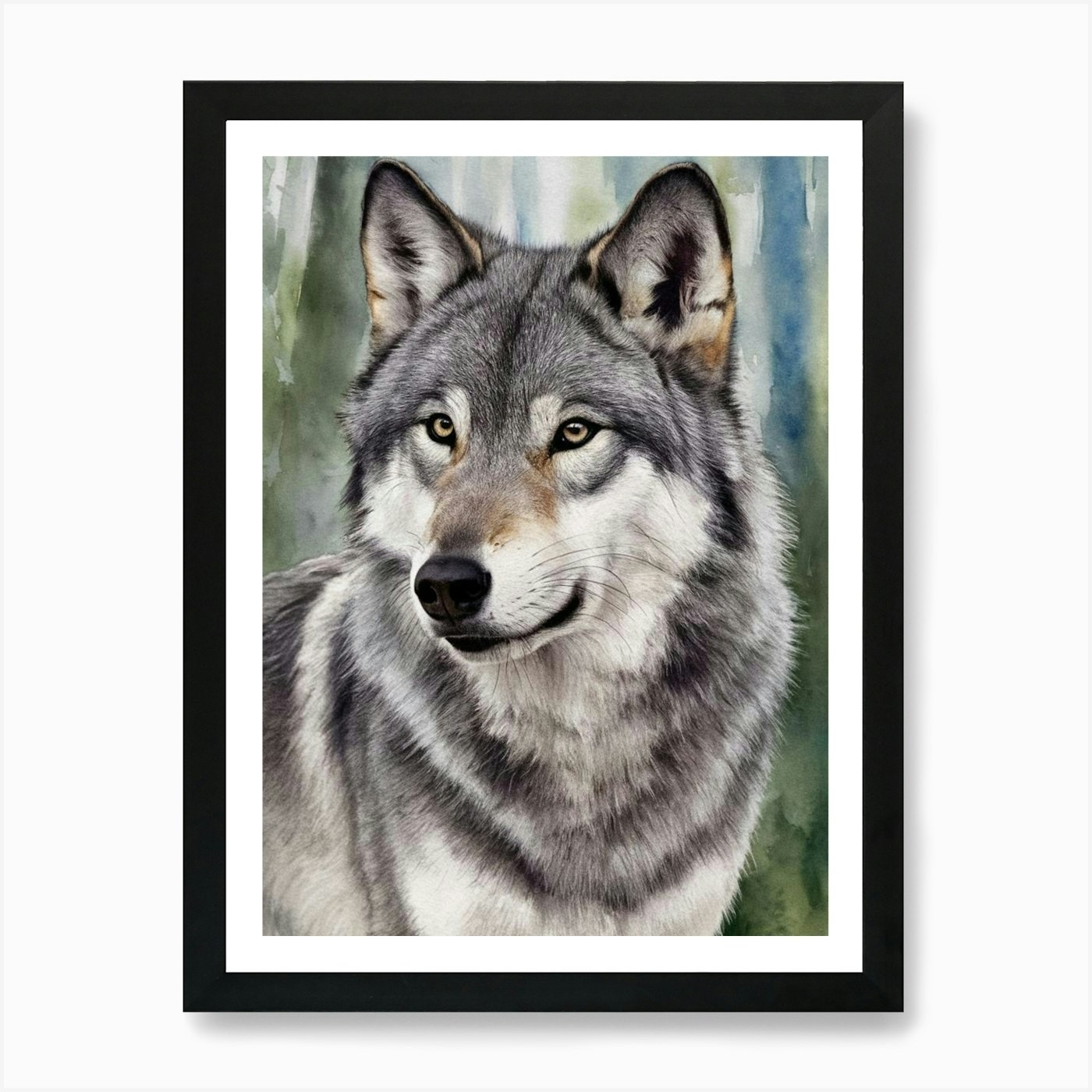 Gray Wolf Art Print Framed Wall Art Poster Canvas Print Picture