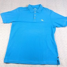 Tommy Bahama Polo Shirt Mens Medium Blue Short Sleeve Pima Cotton Blend