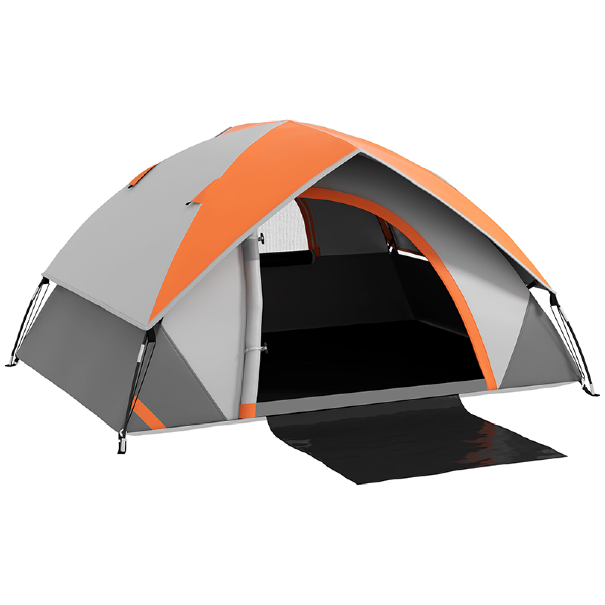 Outsunny Camping Tent, 2 Man Family Tent - Grey and Orange