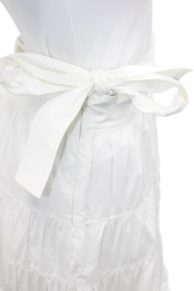 Proenza Schouler Womens Belted A Line Maxi Skirt White Cotton Size 0 - Image 4 of 4