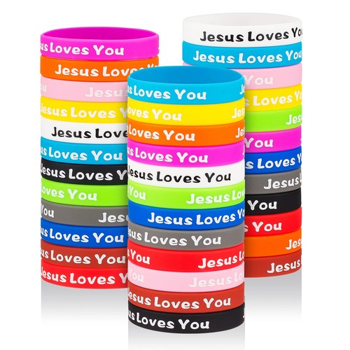 Jesus Loves You Rubber Bracelets Colorful Silicone Wristbands for Men Women