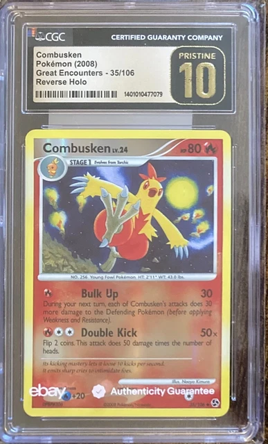 2008 POKEMON GREAT ENCOUNTERS #35 COMBUSKEN-REV.FOIL CGC PRISTINE 10 POP 5