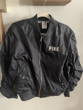 PINK Women s Black Bomber Jacket Full Zip Log...