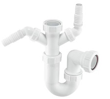 WASHING MACHINE DOUBLE APPLIANCE McALPINE 40mm ADJUSTABLE P TRAP