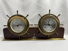 VINTAGE SETH THOMAS HELMSMAN WHEEL CLOCK CORSAIR BAROMETER W/KEY #1504 #1004