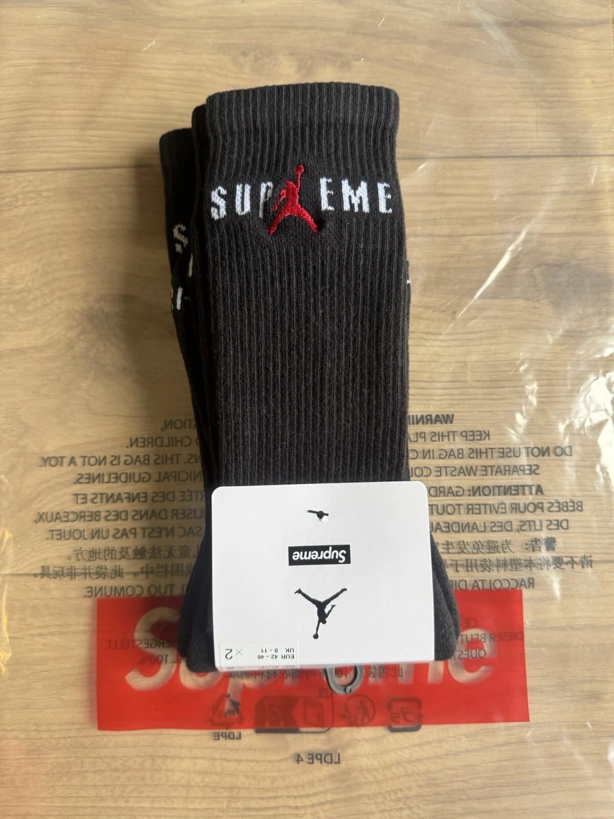 Lot de 2 chaussettes Supreme X Jordan Crew Nike noires   Taille L