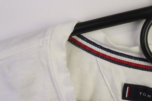Tommy Hilfiger Ivory Cotton Crew Neck Short Sleeves Pullover T-Shirt S - Picture 5 of 17
