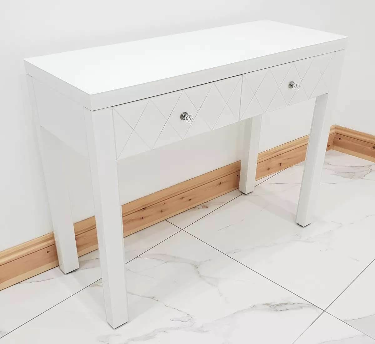 White glass vanity deals table